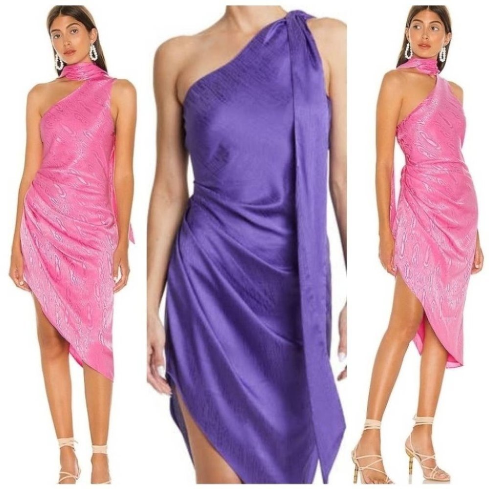 NWT! Ronny Kobo Zoe One Shoulder Midi Dress Size 6